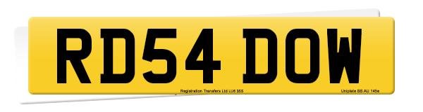 Registration number RD54 DOW